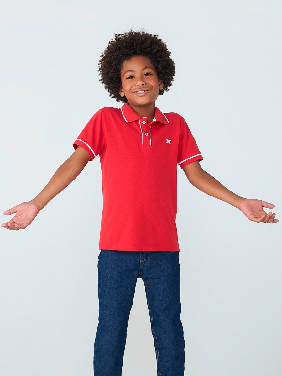 CAMISA DE CUELLO CON ESTAMPADO - ROJO 