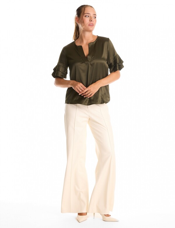 Blusa Saten Volados VERDE