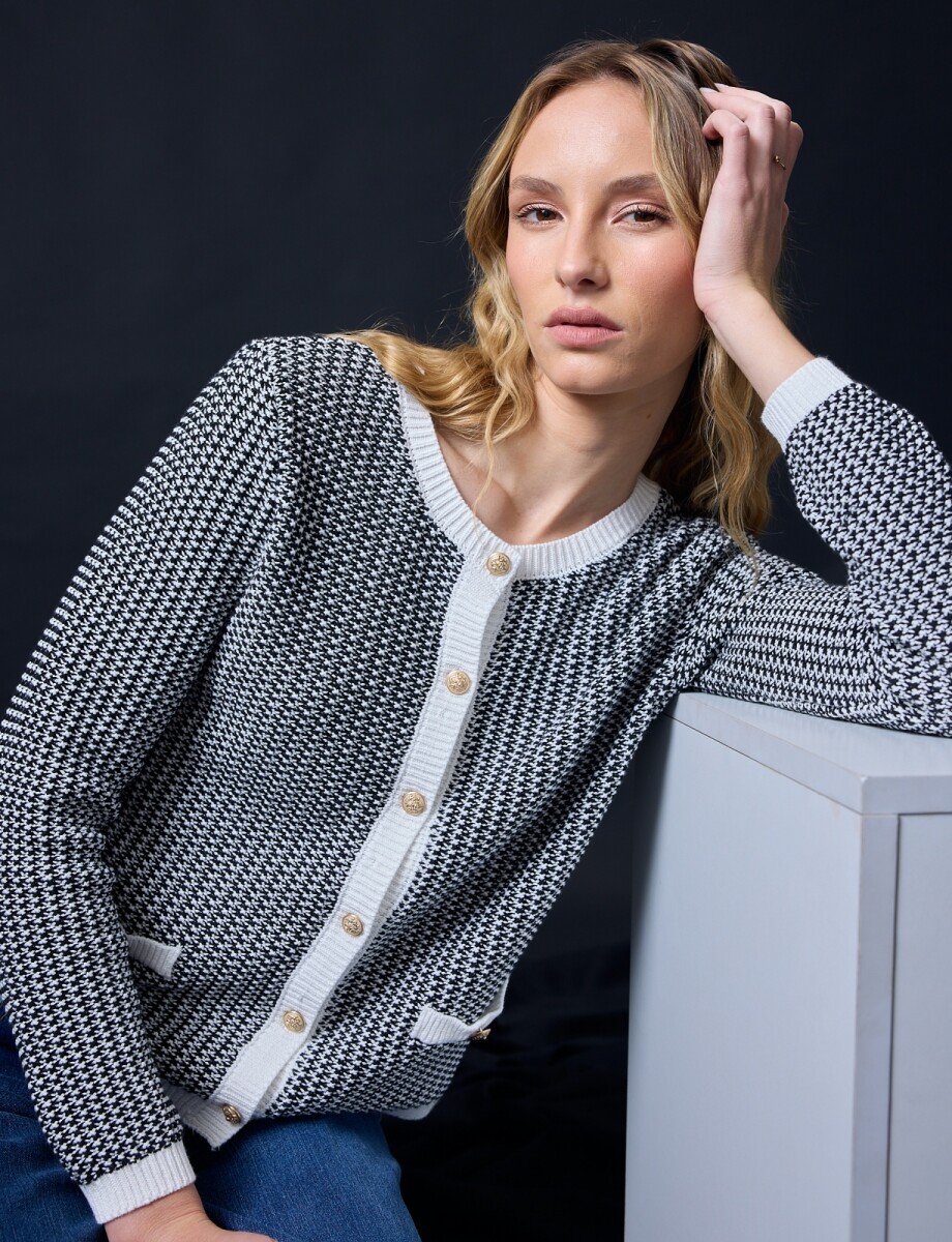 Cardigan Tweed - Negro/blanco 