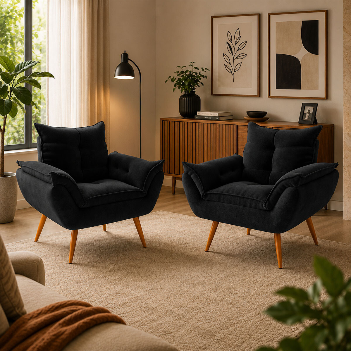 PROMO: Sillón Poltrona Turin 2 unidades - Negro 