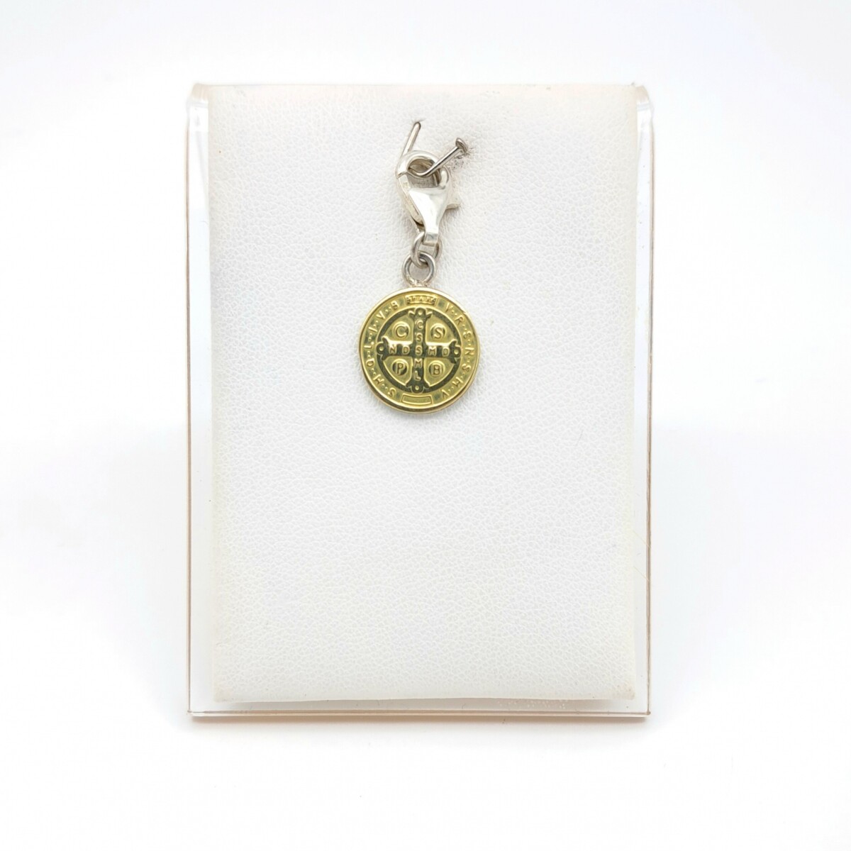 Medalla religiosa de plata 925, double en oro 18 ktes, SAN BENITO. 