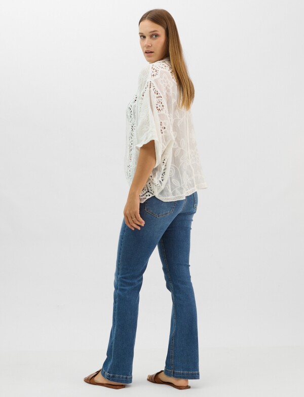 Cardigan Algodon Bordado BLANCO