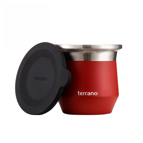 Mate Terrano Flap con Tapa Acero Inoxidable ROJO