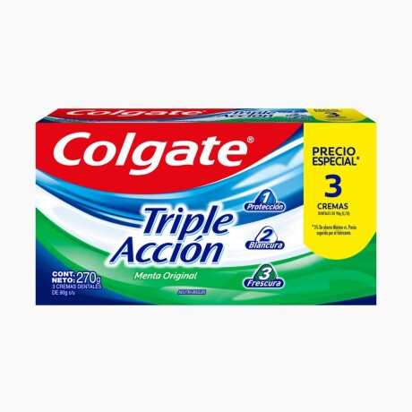 Pack Pasta Dental Colgate Triple Acción 90 G 3 U Pack Pasta Dental Colgate Triple Acción 90 G 3 U