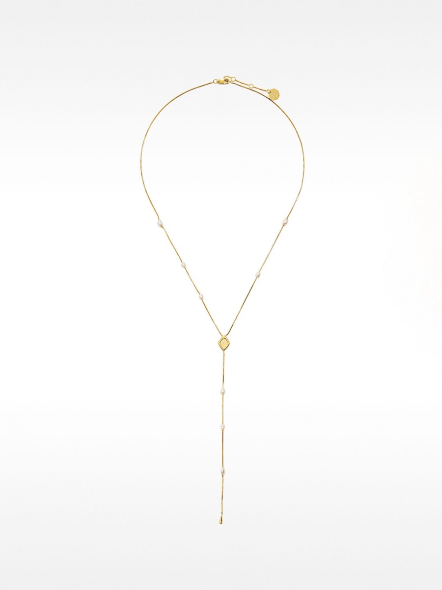 Collar Con Perlas De Agua Dulce - Plata De Ley 925 dorado