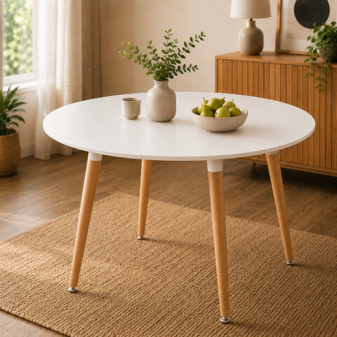 Mesa Comedor ComboHome Milan Redonda Laqueada 80Cm Premium Blanco 1