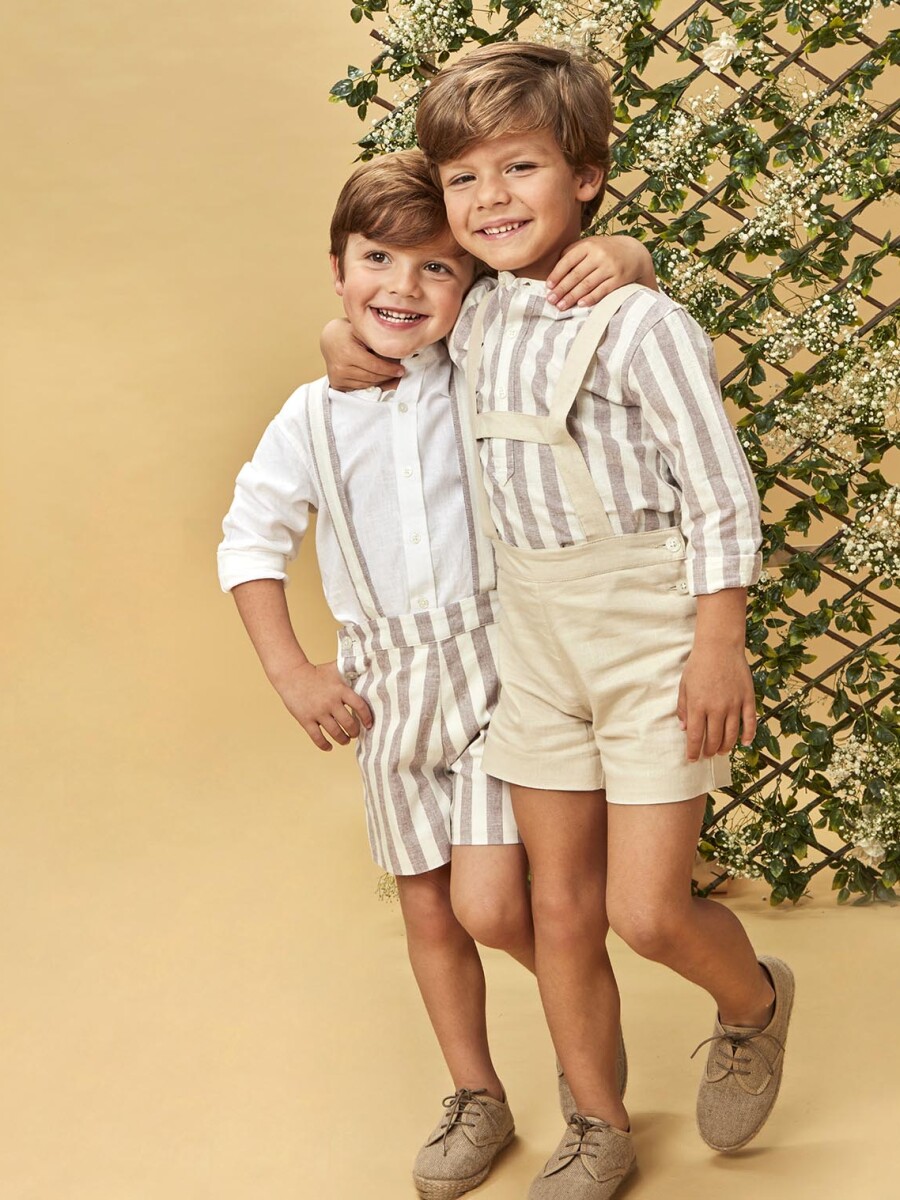Camisa De Lino De Rayas Berenjena