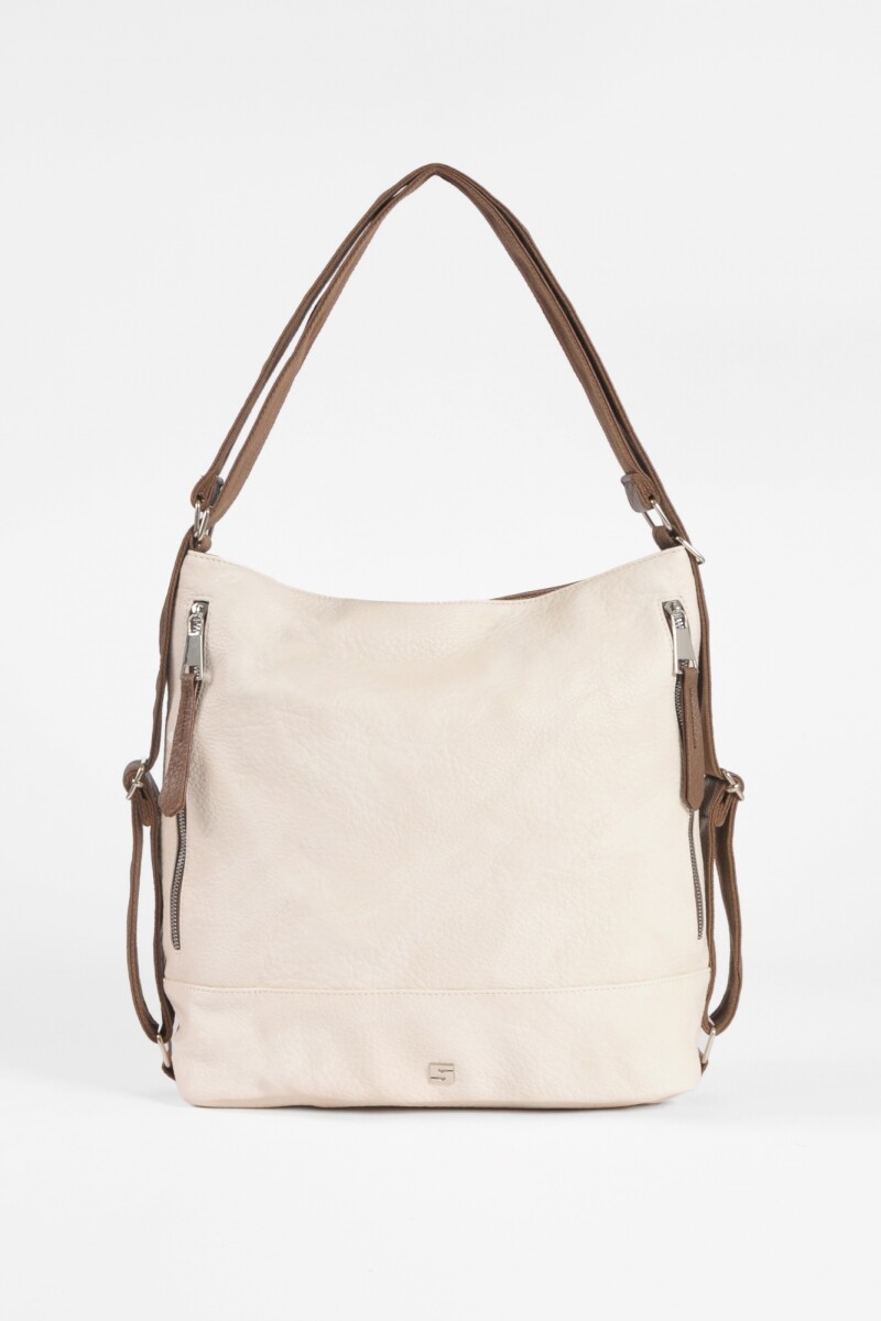 Cartera hobo mochila con cierres crudo