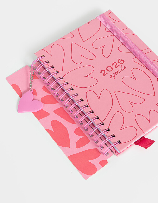 Agendas y Calendarios Estampados Agenda Corazones 2026 - Fucsia Medio
