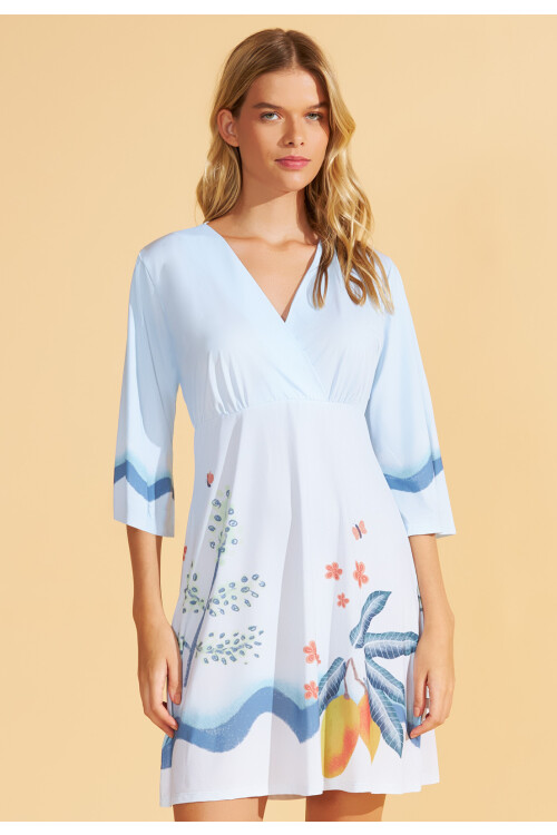 KAFTAN ESTAMPADO EST.MANGA ROSA-21334