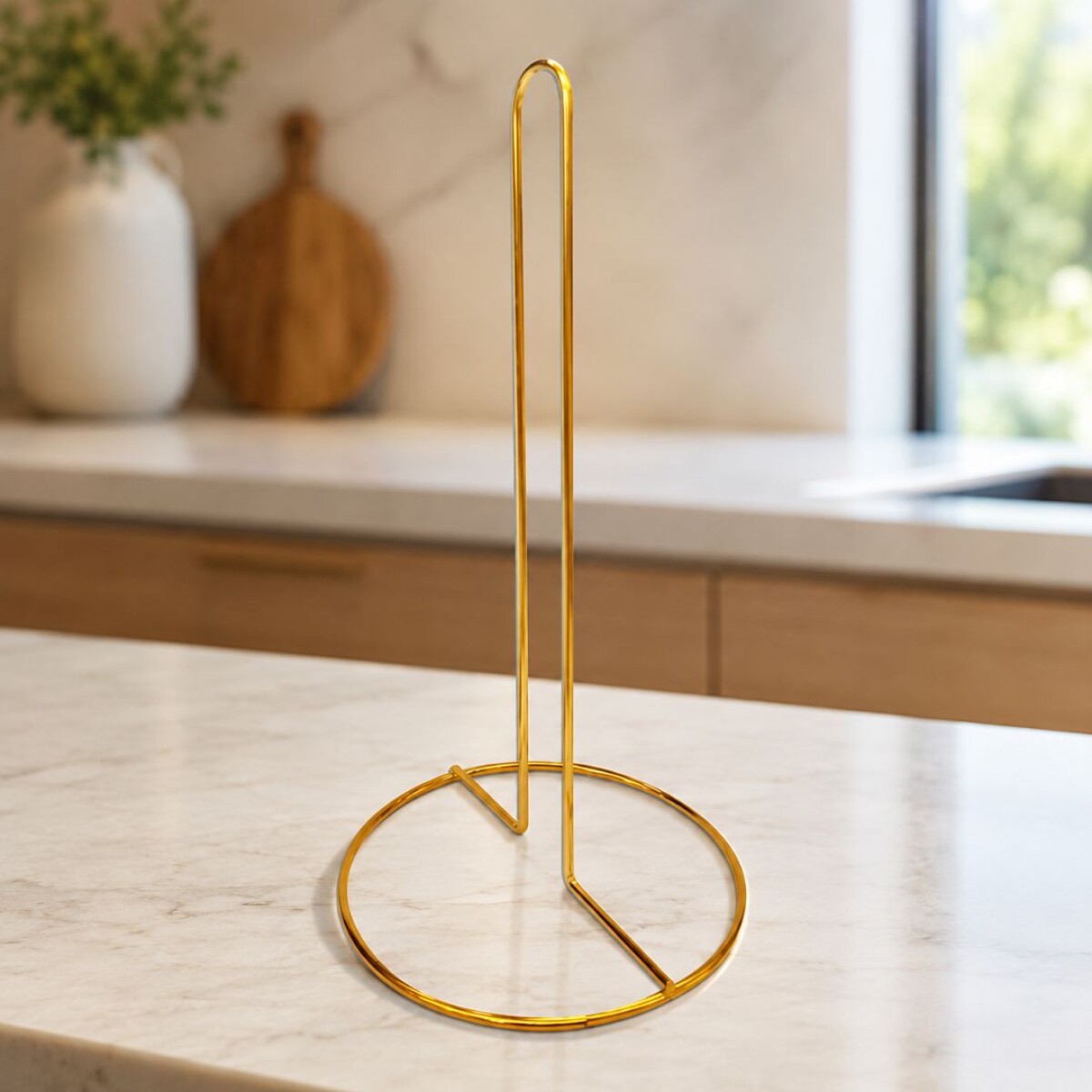 PORTA ROLLO DE COCINA DE METAL 15X28CM DORADO 