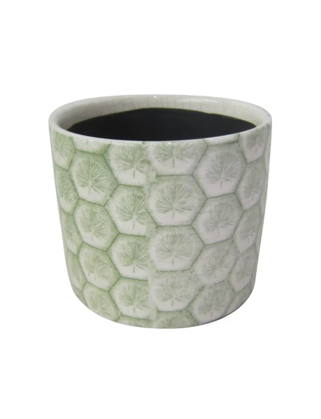 MACETA CERAMICA 12X12X10.5CM HEXAGONOS VERDE MACETA CERAMICA 12X12X10.5CM HEXAGONOS VERDE