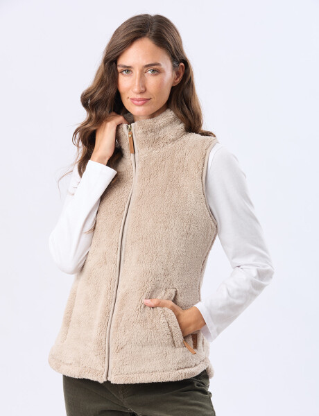 CHALECO SHERPA SUAVE Beige Oscuro
