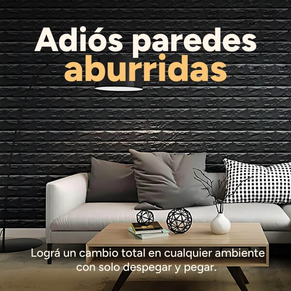 Revestimiento Pared Adhesivo 3d Piedra Ladrillo 20 Mts x 0,70 Mts Variante Color Negro