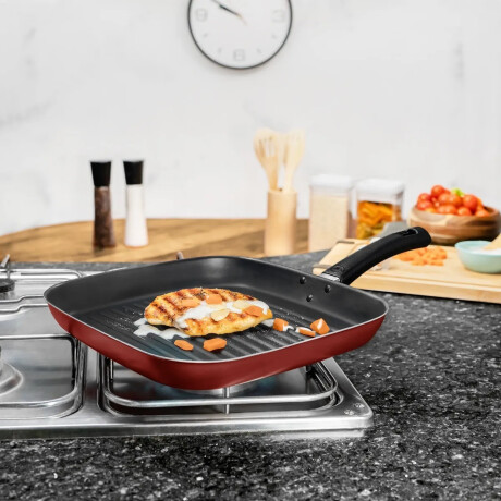 Set x2 Sartén y Plancha Grill Antiadherentes Brinox Aluminio Rojo