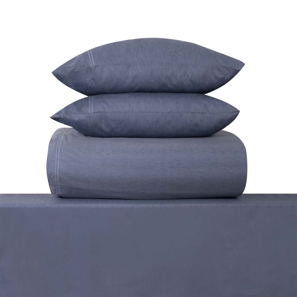 JGO. SÁBANAS 2 PLAZAS ALGODON-Y-POLIESTER AZUL CHAMBRAY