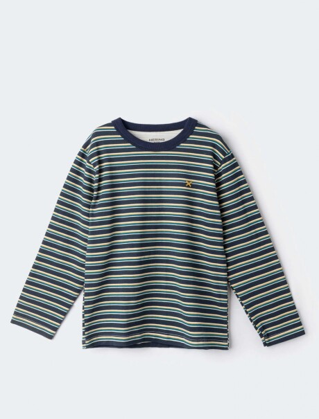 CAMISETA ESTAMPADA DE MANGA LARGA AZUL