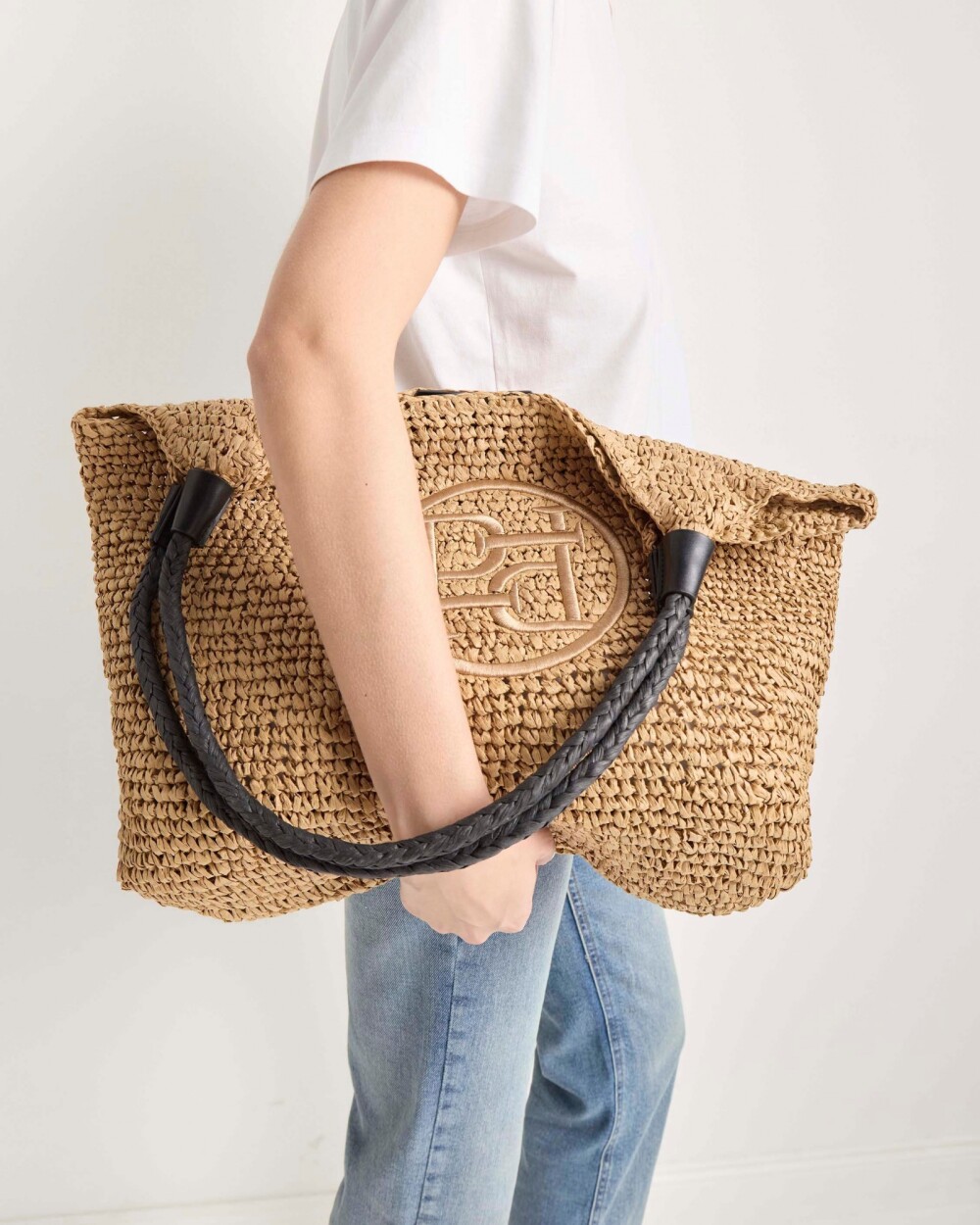 Bolso de playa Straw en raffia Marron