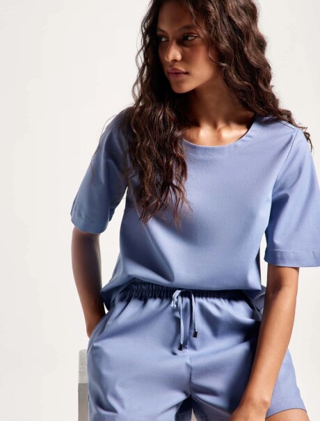 BLUSA MANGA CORTA CELESTE