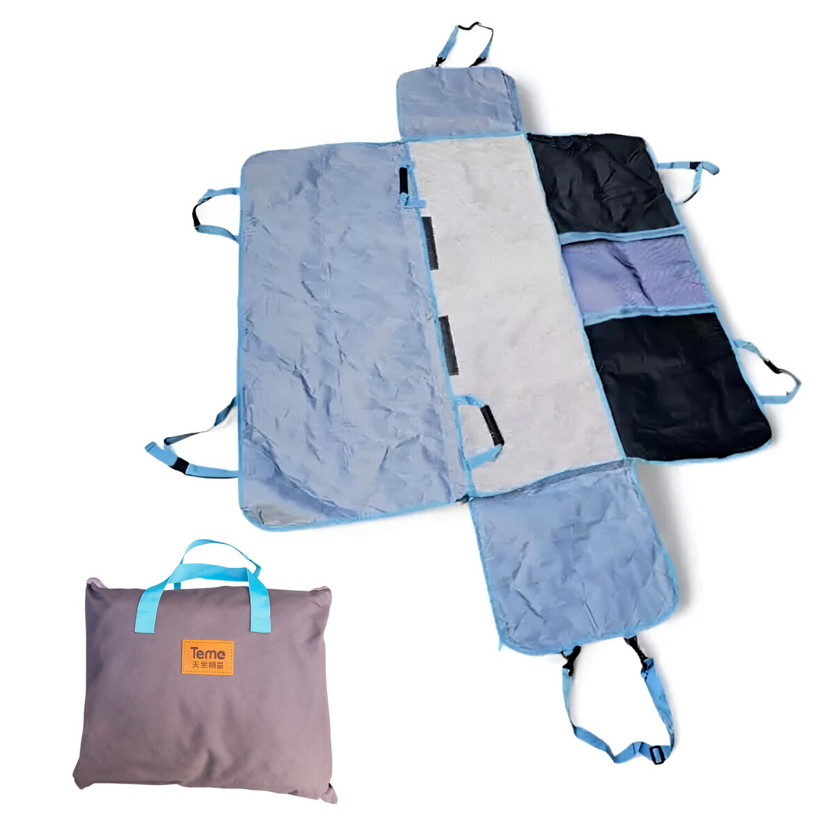 Cubre Asiento Auto Funda Protector Mascota Impermeable TEMO - Color Azul con Negro 