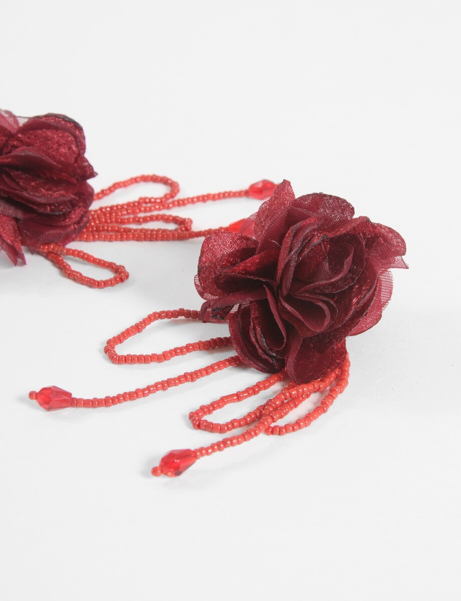 Caravanas party flor pétalo mostacillas - bordo 