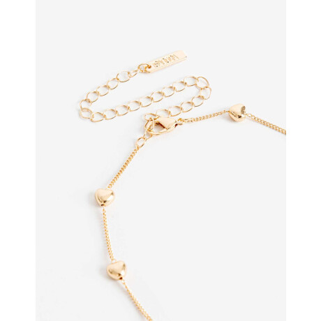 Set De Aros Pasantes Y Collar Corazones Dorado