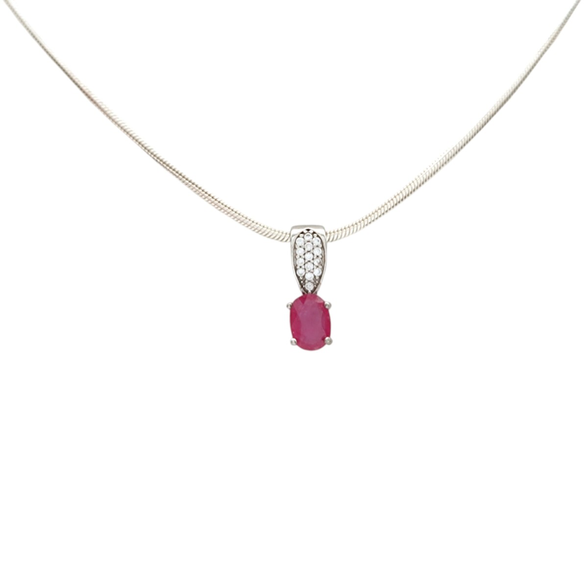 Dije Colgante Oval-Plata 925-Piedra zirconia y rubí-CP3672 - sinpiedra 