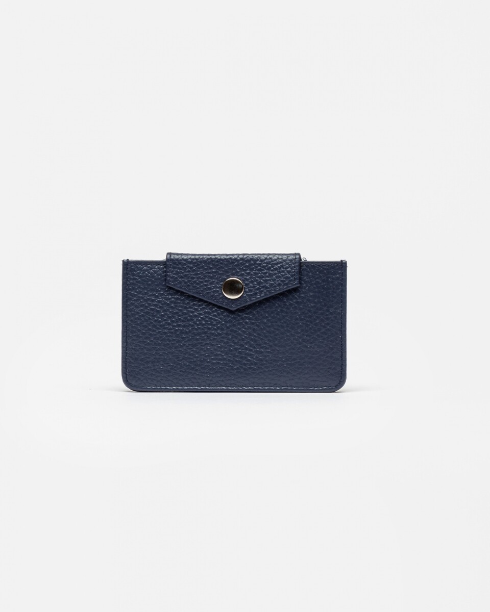 Tarjetero Monaco En Cuero Graneado - Azul 