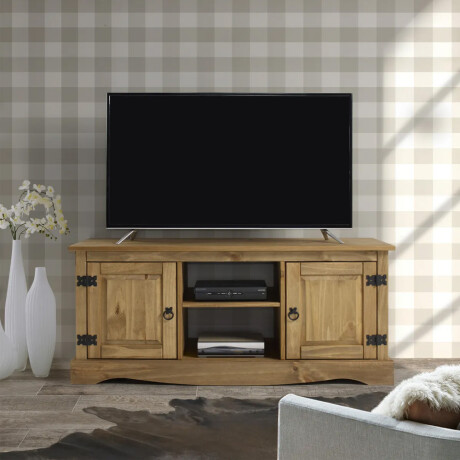RACK APARADOR PARA TV O AUDIO 2 PUERTAS EN MADERA MACIZA - LÍNEA MEXICANA COLOR MADERA