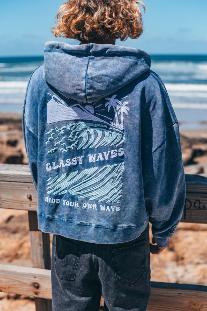 Campera Waimea Bordada Doble Cierre / Azul Wash U