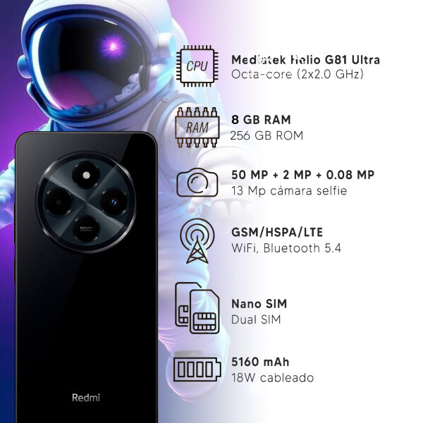 Xiaomi Redmi 14c 16gb Ram 8 Fisicas + 8 Virtual + 256 Rom NEGRO