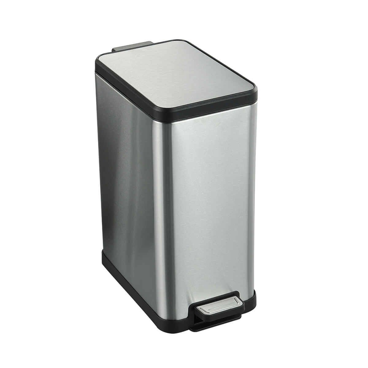 PAPELERA RECTANGULAR 18L C/PEDAL ACERO INOX MATE 