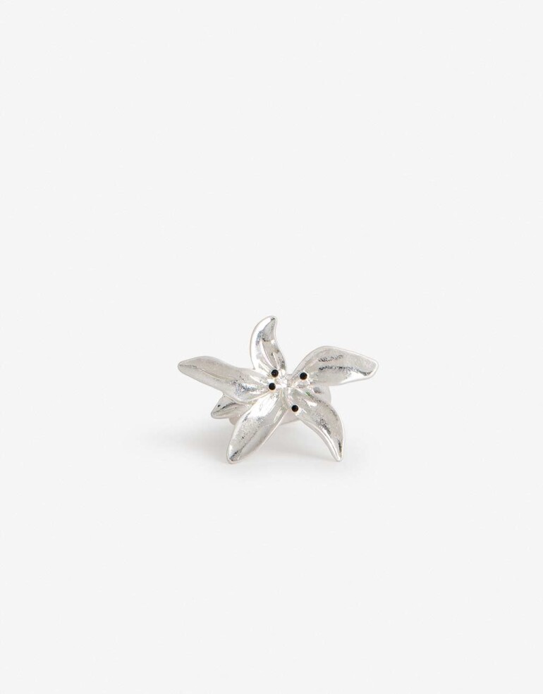 Anillos Medianos y Grandes Metal Anillos Medianos Y Grandes Flor Metal - Plateado Plata Cepillada Mate