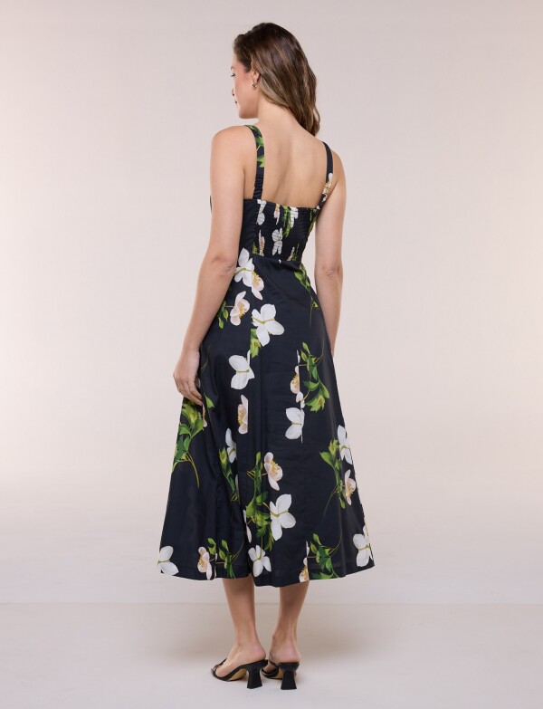 Vestido Algodón Flores NEGRO/MULTI