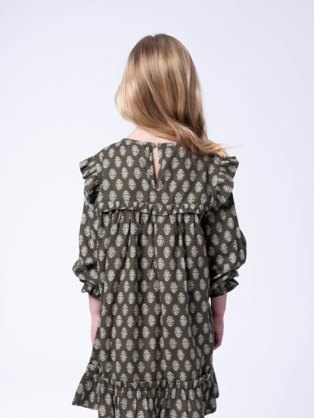 Vestido volados estampado Verde
