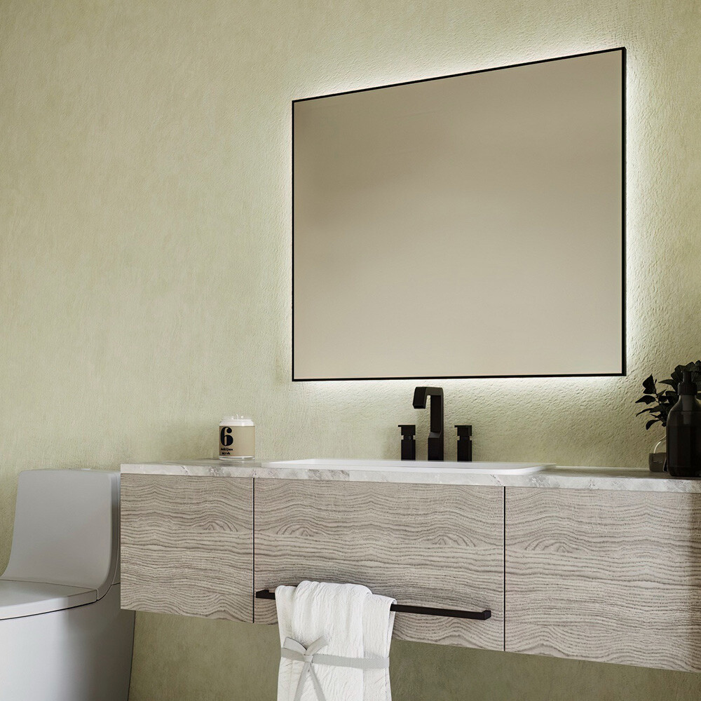 ESPEJO MODELO ALUMINIUM NEGRO 120X80 CM CON LUZ NEUTRA +TOUCH Espejo Modelo Aluminium Negro 120x80 Cm Con Luz Neutra +touch