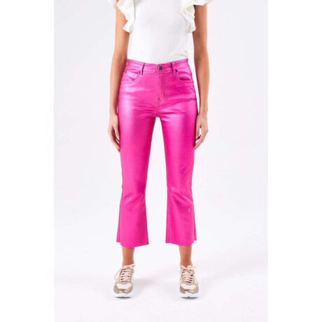 Crop Flare Waxed Fuscsia