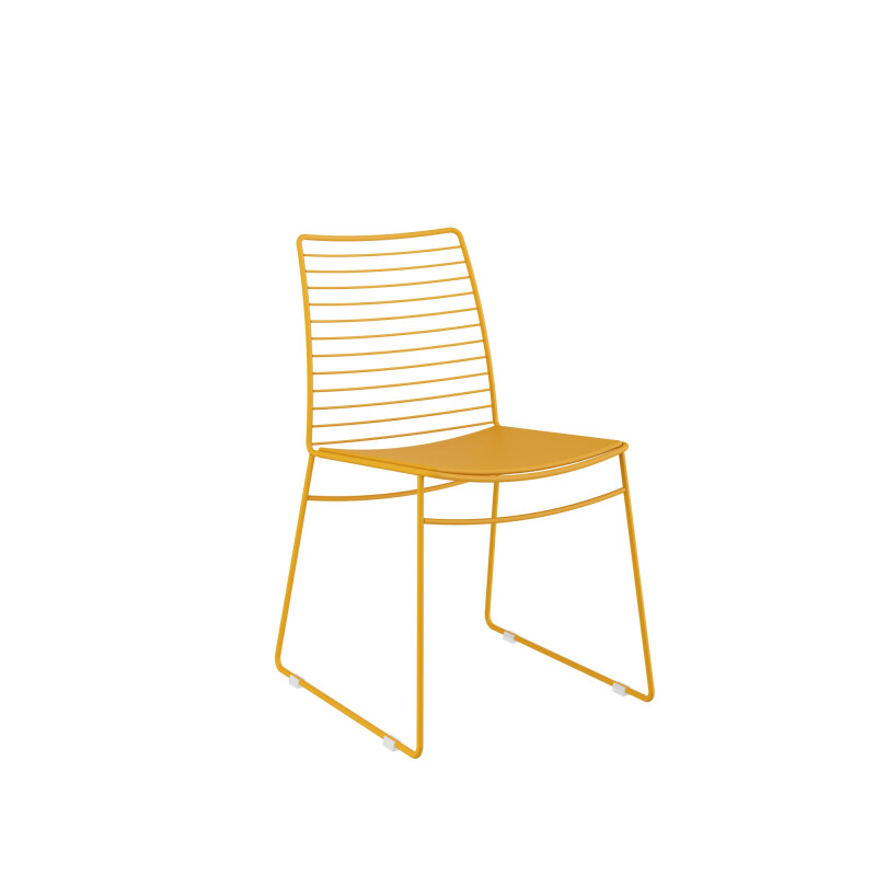 Silla Metálica de Diseño Moderna para Interior y Exterior - Amarilla Silla Metálica de Diseño Moderna para Interior y Exterior - Amarilla