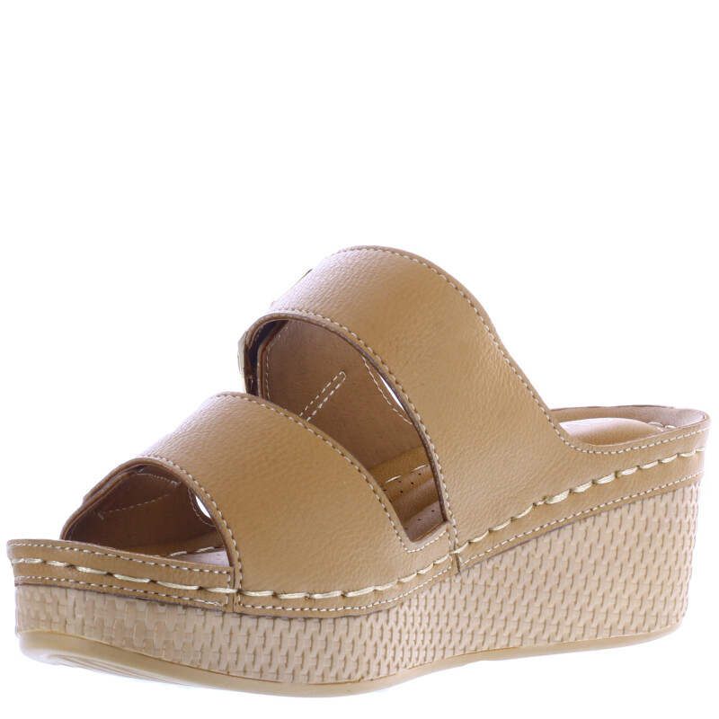 Sandalia de Mujer Lady Confort MAIDA con una tira con velcro y otra con hebilla Beige