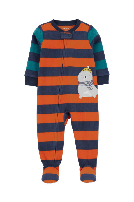 Pijama una pieza de micropolar, con pie, estampa foca Sin color