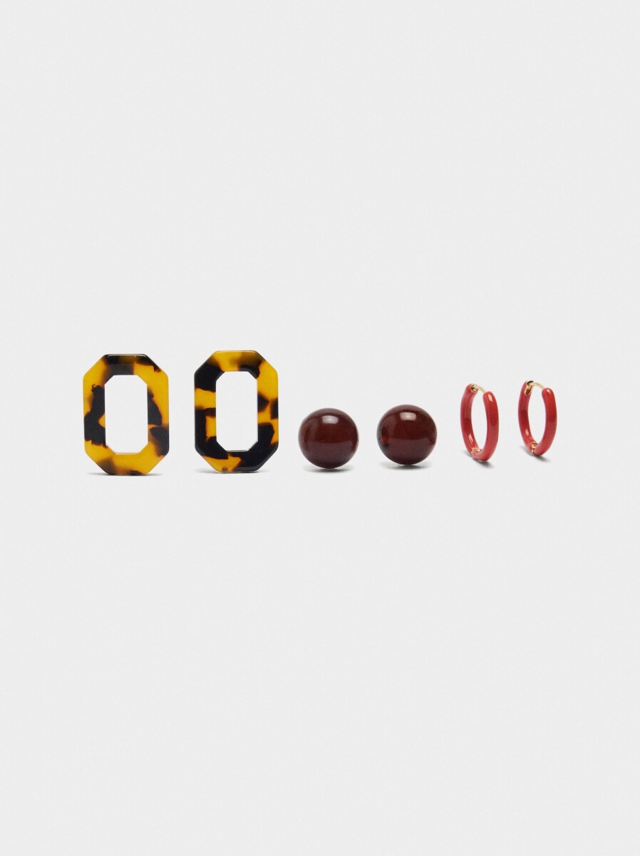 Set De Pendientes Efecto Carey - multicolor 