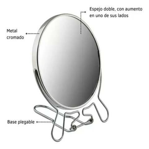 Espejo de metal redondo doble faz con aumento Espejo De Metal Redondo Doble Faz Con Aumento
