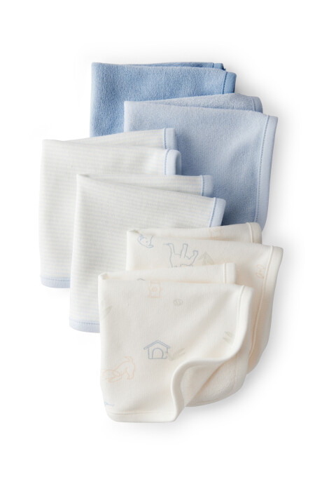 Pack seis paños de aseo de algodón terry, azules Pack seis paños de aseo de algodón terry, azules