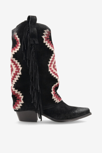 BOTA CON FLECOS Negro
