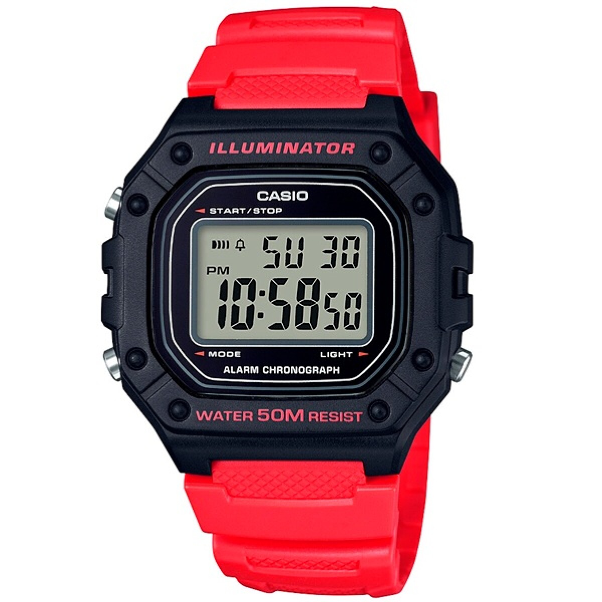 Reloj CASIO W218H-4BVDF Resina Rojo Esfera 40mm 