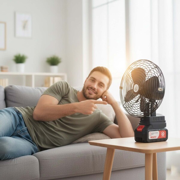 Ventilador Goldtech Portátil Recargable Inalámbrico X2 Bat Color Negro