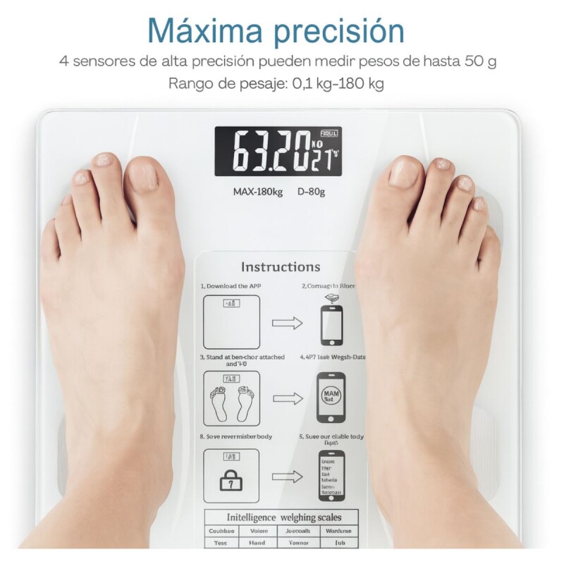 Balanza Digital Corporal Baño App Inteligente Celular Smart Balanza Digital Corporal Baño App Inteligente Celular Smart