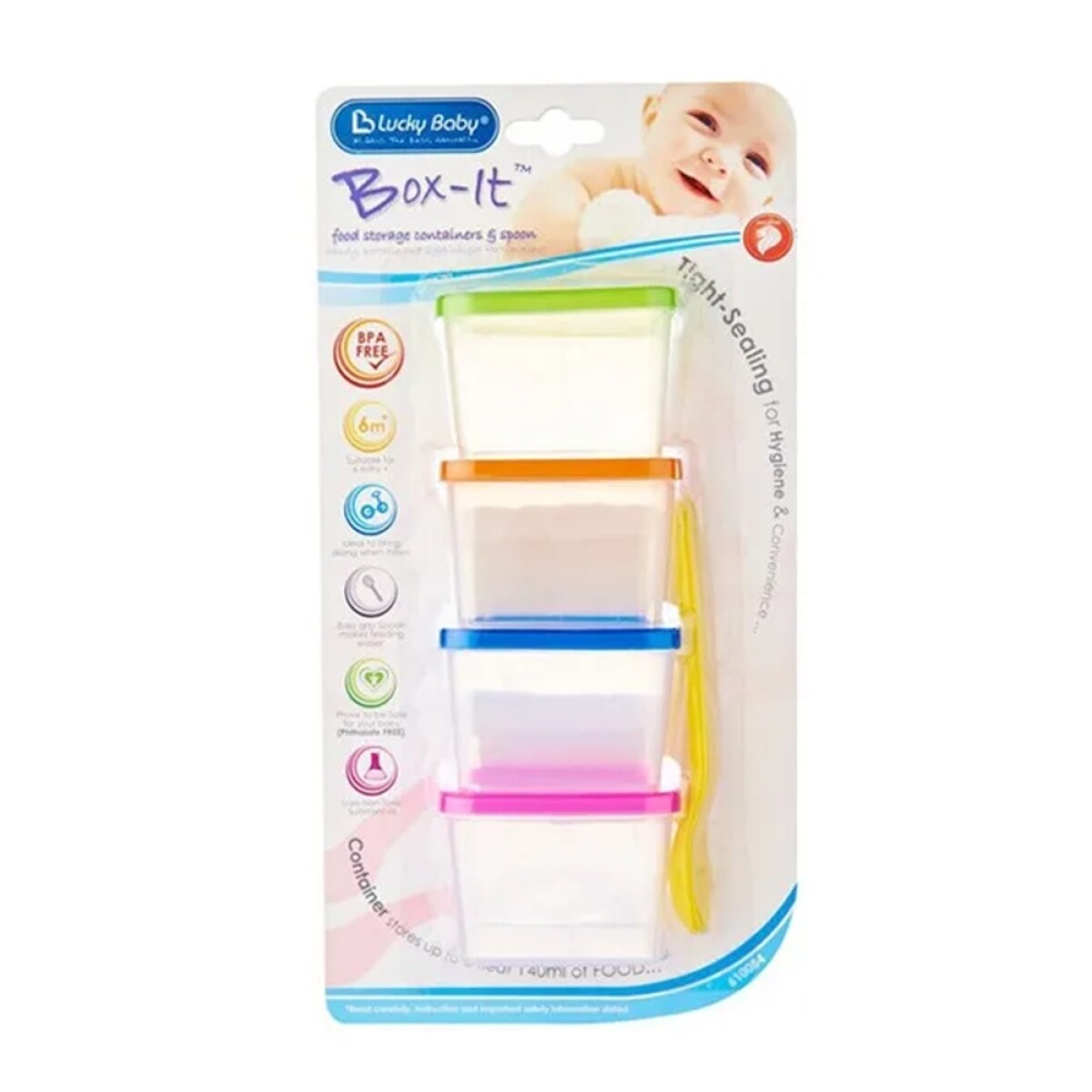 Recipientes Para Alimento Luky Con Cuchara. 4 Uds. 