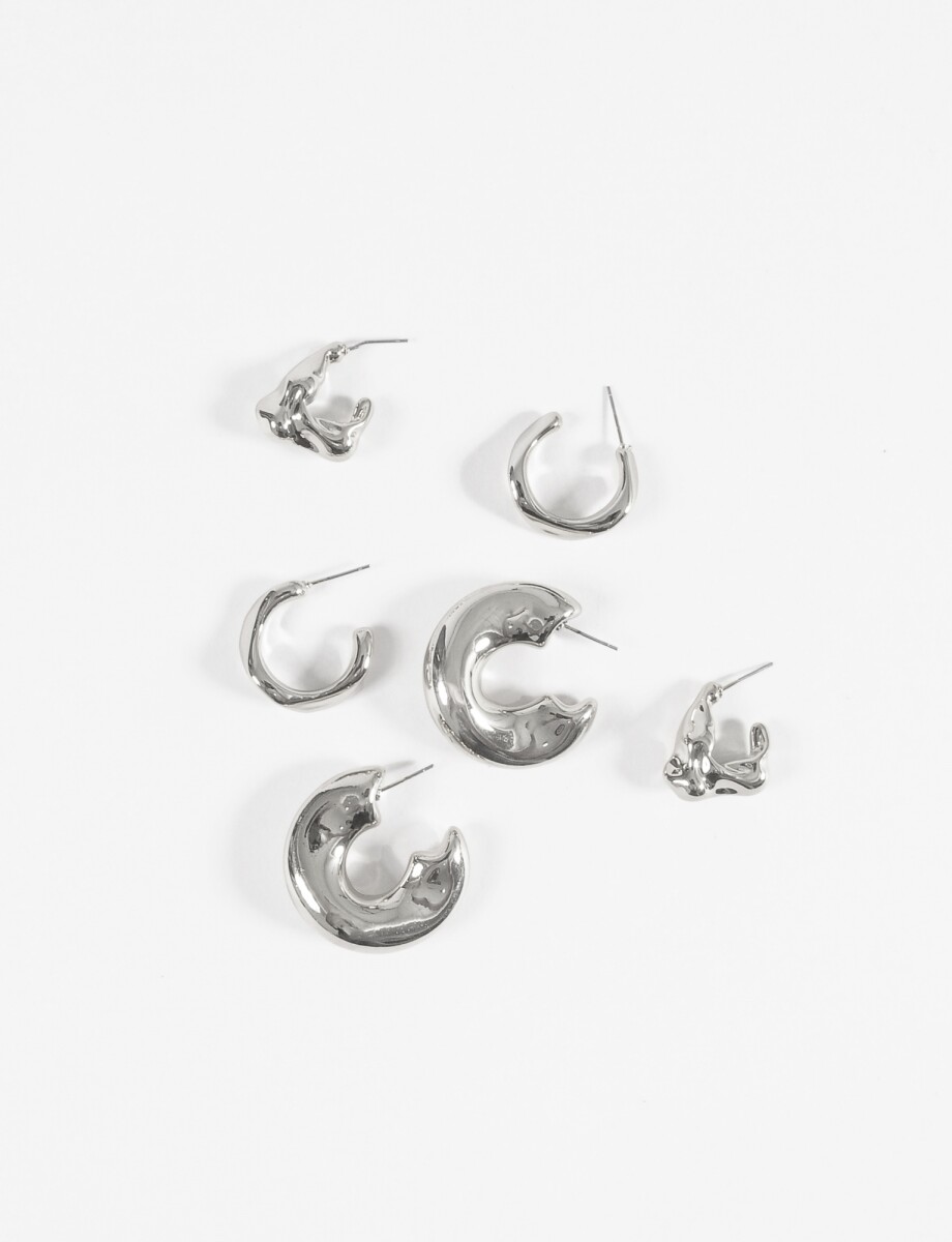 Set de aros irregulares bold - plateado 