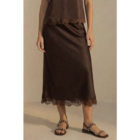 Falda Midi Satinada Chocolate